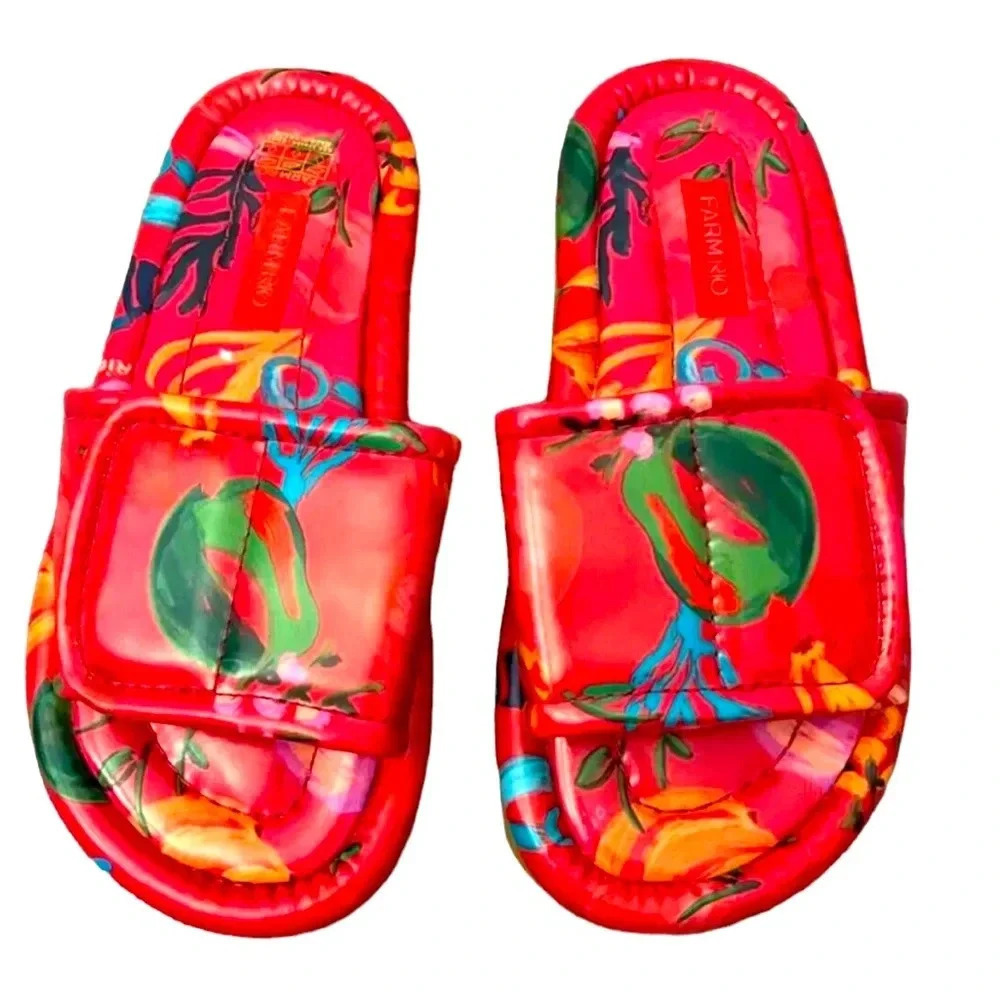 Farm Rio Vegan‎ Leather Tropical Cruiseware Slides 9
